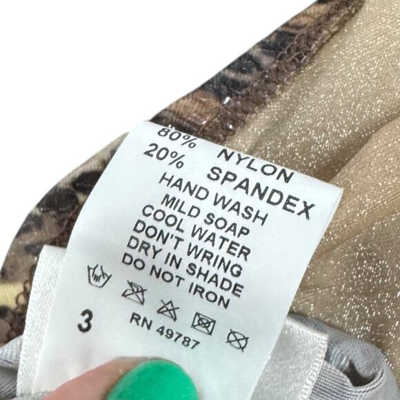 Vintage 90s Gottex Shiny Snakeskin Print One Piece Swimsuit 10 High Cut Low Back - Picture 8 of 8